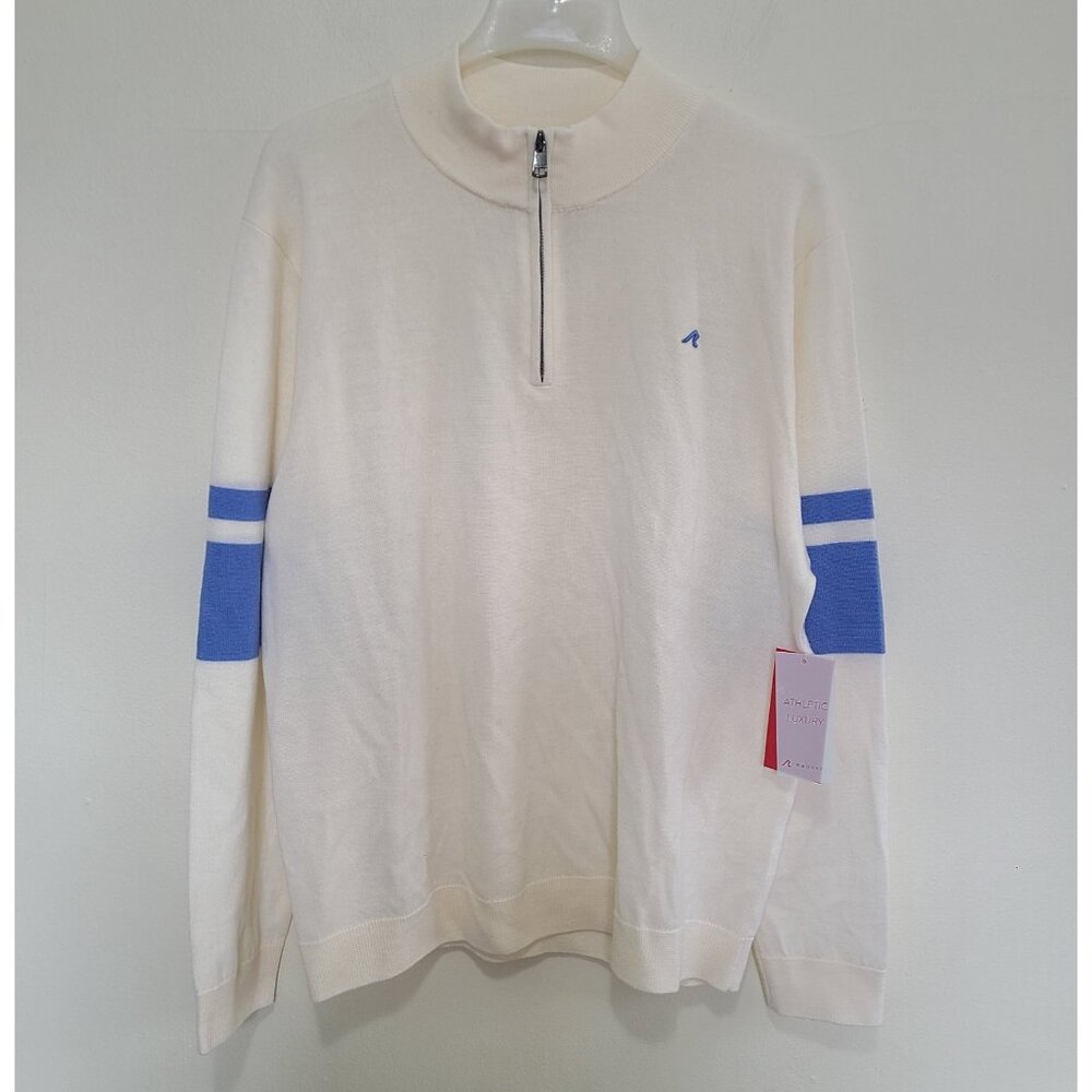 NWT Redvanly Stayner Merino Quarter Zip in Cream Men's Size XL